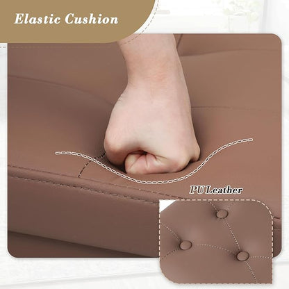 Athena Collection Small Ottoman Foot Rest with Legs, PU Leather Ottoman Foot Stool with Soft Padded seat, Square Footstool FootRest for Living Room, Bedroom, Office, Brown