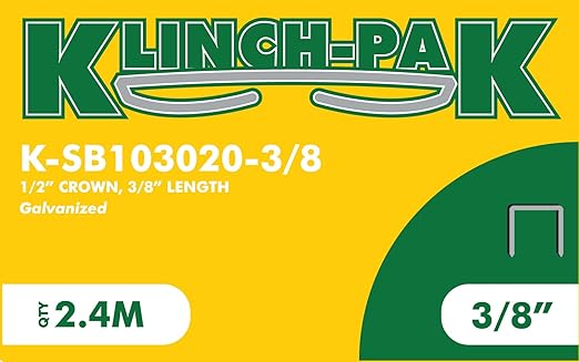 K-SB103020-3/8, 1/2 Inch Wide by 3/8 Inch Leg Length Heavy-Duty Plier Staple, 2,400 Count, Ideal for stapling Trays, Lids, Bags, Header Cards, Fastening End Caps, Container Inserts