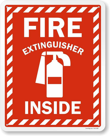 SmartSign 30 x 24 inch “Fire Extinguisher Inside” Metal Sign with Pre-cleared Holes, 80 mil Laminated Rustproof Aluminum, Red and white, Made in USA