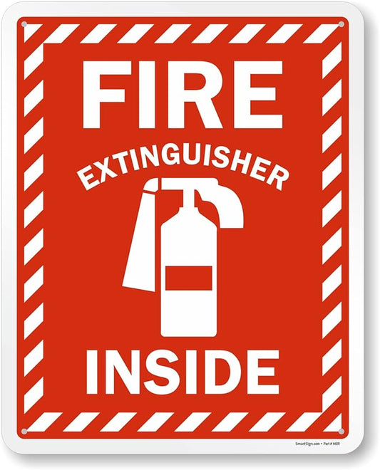 SmartSign 30 x 24 inch “Fire Extinguisher Inside” Metal Sign with Pre-cleared Holes, 80 mil Laminated Rustproof Aluminum, Red and white, Made in USA