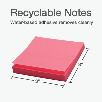 Redi-Tag Sticky Notes, Power Stick Notes, Adhesive Reminders, 3" x 3" Reusable, Strong Adhesive Memos, Assorted Bright Colors, (1000978) (Pack of 192)