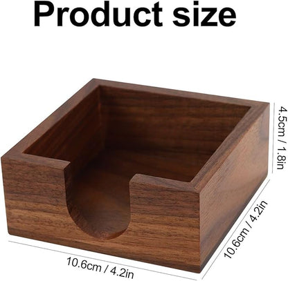 Buqoo Walnut Wooden Sticky Note Holder, Self Stick Note Holder Memo Pad Holder Dispenser Organizer, Post It Note Dispenser Cube Holder for 3 x 3 Sticky Notes for School Office Home Desk Accessories