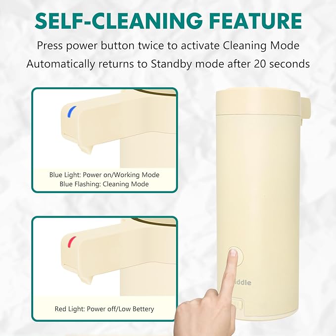 Automatic Soap Dispenser Stainless Steel with Sensor Infrared Soap Dispenser Electric IPX5 Waterproof USB-C Charging Motion Sensor for Kitchen & Bathroom (Ivory)