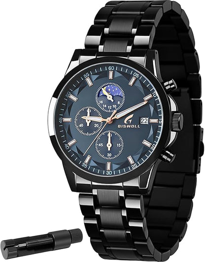 Distinctive Mens Analog Chronograph Watches with Auto Date & Multi Subdials, Fashion Casual Sport Quartz Wrist Watches with Luminous, 3ATM Waterproof, Valentines Day Gifts for Him, Boyfriend, Husband, Dad