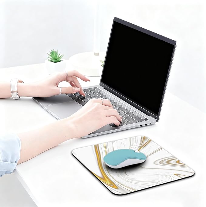 Luxury Marble Ink Patterns Desk Mat, Large Gaming Mouse Pad Non-Slip Rubber Base with Stitched Edges, Waterproof Protection for PC Laptop Home Office Desk Decor (12.5x10.5in)