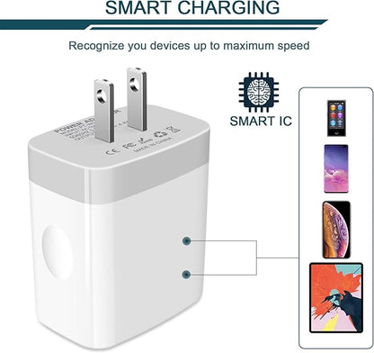 USB Charger Cube, Wall Charger Plug, AILKIN 4.8A 4-Muti Port USB Adapter Power Plug Charging Station Box Base Replacement for iPhone 15 14 13 12 16 Pro Max/X/17, iPad Samsung Phones Charging Block