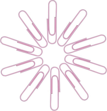 100Pcs 2 Inch Large Paper Clips, Light Pink Coated Jumbo Reusable Big Paperclips for Office School Home Document Organizing