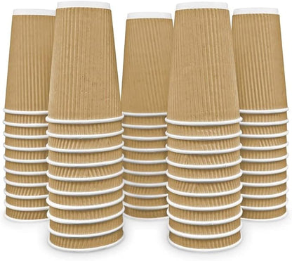 Ripple Paper Cups 16 oz 500 Pack for Coffee & Tea Made in USA | Bulk 500 Count for Home, Office, Restaurants & Coffee Shops | Recyclable, Insulated, & Disposable 16 Ounce To-Go Cups for Hot Beverages