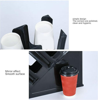Alvinlite Commercial Cup Holder, 4-Section Slanted Countertop Cup and Lid Organizer, Dispenser Organizer Disposable Cup Lid Holder for Coffee Station Counter