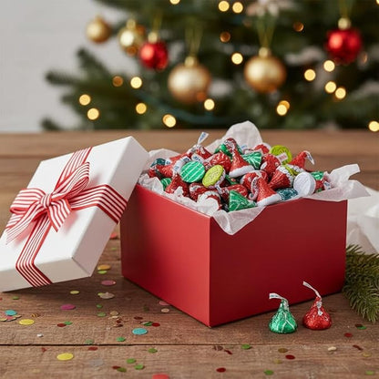 Christmas Kisses Chocolate Candy Variety Pack - 5lb Bulk Kisses and Hugs Chocolate Candy Individually Wrapped for Stocking Stuffers, Secret Santa, Gift Bags & Holiday Party Favors - Bulk Christmas Candy Assortment - Holiday Candy - 5 Pounds