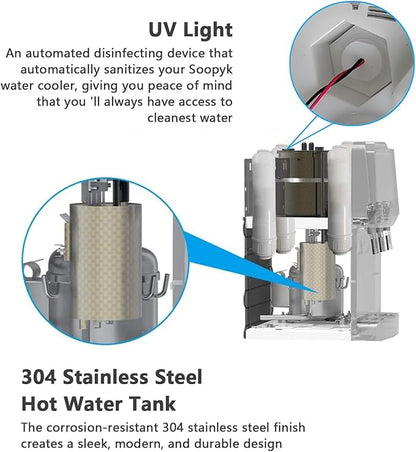 Countertop Bottleless Water Cooler Dispenser with Filtration 4-Stage Filters PP+CTO+UF+CTO Self Clenaing 3 Temperature Settings
