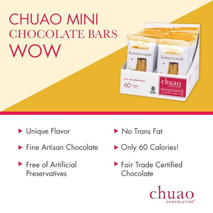 Chuao Chocolatier Honeycomb Dark Chocolate Mini Bars | Gourmet Honey No Preservatives | For Gift Baskets, Gifts for Women, Men, Thank You, Care Package | 24 Pack