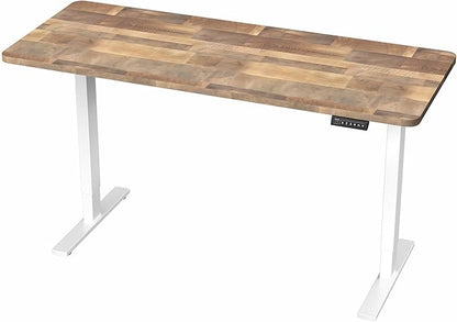 VIVO Electric 60 x 24 in Standing Desk, Memory Height Adjustment, 1B Series, One-Piece Reclaimed Wood Top, White Frame, DESK-KIT-1W6P