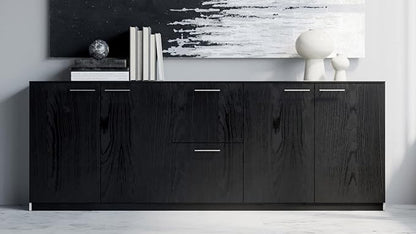 ZURI Furniture Reagan Modern Polished Storage & Filing Cabinet Credenza - Black