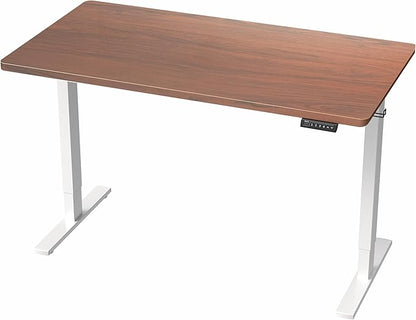 VIVO Electric 43 x 24 in Standing Desk, Memory Height Adjustment, 1B Series, One-Piece Dark Walnut Top, White Frame, DESK-KIT-1W4D
