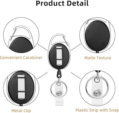 72 Pack Badge Reels Retractable Badge Holders with Clip Key Ring Liubeili Name ID Badge Clips Keychain for Nurse Doctor Employee Worker, Black