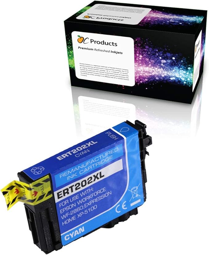 Remanufactured Ink Cartridge Replacement Pack for Epson 202 202XL for XP-5100 WF-2860 (Cyan)