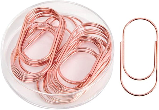 Rose Gold Jombo Paper Clips, Topgogo 20pcs 50mm 2 inch Large Wide Paper Clips Non-Skid Smooth Finish Steel Wire Medium Office Supply Accessories