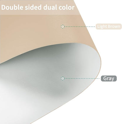 Dining Table Cover Protector for Dining Room Table - Can Be Used On Both Sides Waterproof and Easy to Clean Good Flatness Used for Dining Table(Light Brown+Gray 44x78)