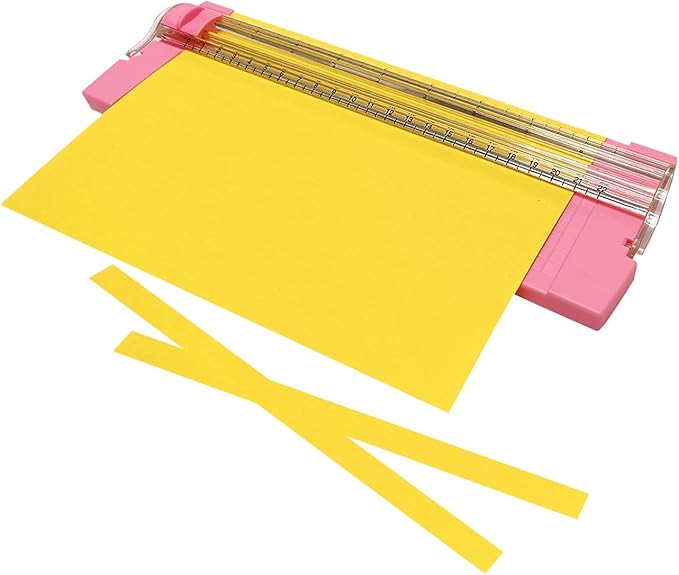 Portable A5 Paper Cutter,10.6Inch Titanium Straight Paper Trimmer with Security Blade and Foldable Ruler,Scrapbook Paper Cutters for Cardstock Coupon,Label,Christmas and Birthday Gifts(1PC,Pink)