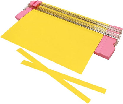 Portable A5 Paper Cutter,10.6Inch Titanium Straight Paper Trimmer with Security Blade and Foldable Ruler,Scrapbook Paper Cutters for Cardstock Coupon,Label,Christmas and Birthday Gifts(1PC,Pink)