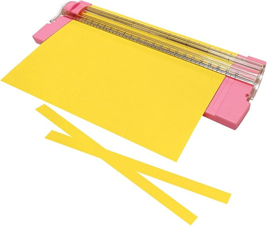 Portable A5 Paper Cutter,10.6Inch Titanium Straight Paper Trimmer with Security Blade and Foldable Ruler,Scrapbook Paper Cutters for Cardstock Coupon,Label,Christmas and Birthday Gifts(1PC,Pink)