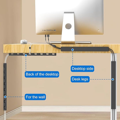 Upgraded Cable Management Under Desk with Big Hole,61(4X15.4) Inch Open Slot Cable Raceway Kit,Wire Cover and Desk Cable Organizer for Home & Office,Cord Hider Management to Hide Tv/Computer