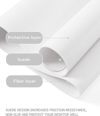 YSAGi Non-Slip Leather Desk Pad, Waterproof Laptop Computer Desk Keyboard Mat, Table Protector Blotter Mat, Large Mouse Pad for Office/Work/Home/Decor(White, 23.6" x 13.7")