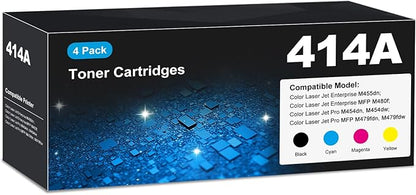 414A Toner Cartridge 4 Pack High Yield MFP M479fdw (with Chip) Compatible for HP 414A 414X Work for Color Laser Jet Pro MFP M479fdw Toner M454dw M454dn M455dn MFP M480f M479dw M479fdn Printer W2020A