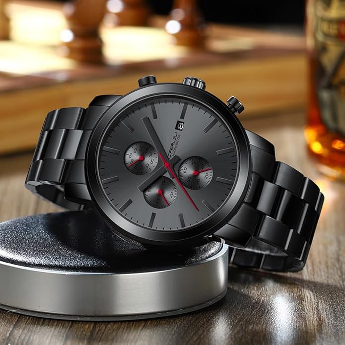 CRRJU Mens Stylish Casual Quartz Watches for Men Luxury Waterproof Calendar Chronograph Japan Movement Wristwatches