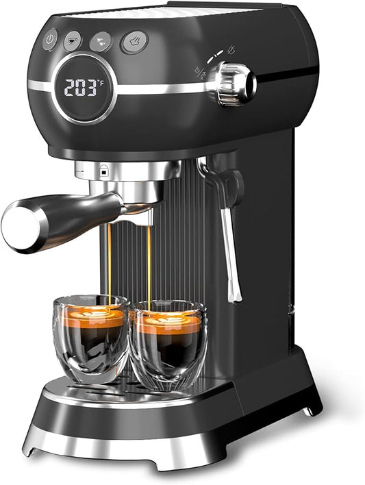 HBN 20Bar Compact Espresso Machine with Milk Frother, 27oz Removable Water Tank for Small Spaces, Fast Heat-Up Home Coffee Maker for Latte, Cappuccino, Americano