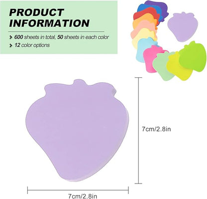 Sticky Notes, Self-Stick Pad Notes Bright Colorful Creative Desk Accessories for Reminders Office School and Home 2.75 x 2.75 Inch 50 Pieces/Pad 600 Sheet Strawberry