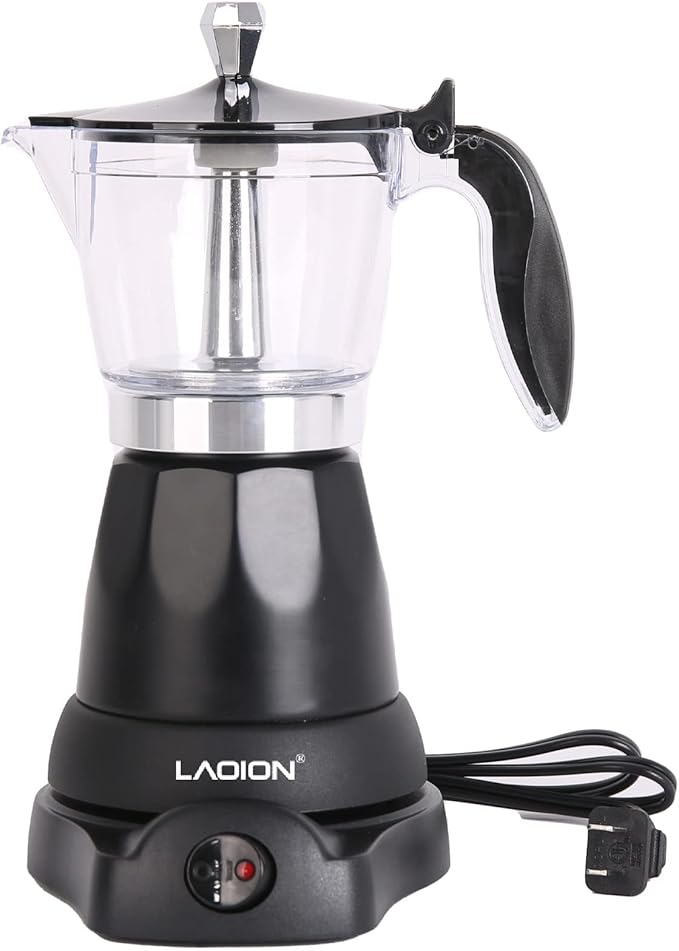 Cuban Coffee Maker, 6 or 3cup Electric Espresso Coffee Maker, Portable Cafeteras Electricas Modernas, Electric Moka Pot with Detachable Base & Overheat Protection, Coffee Gift for Home Travel