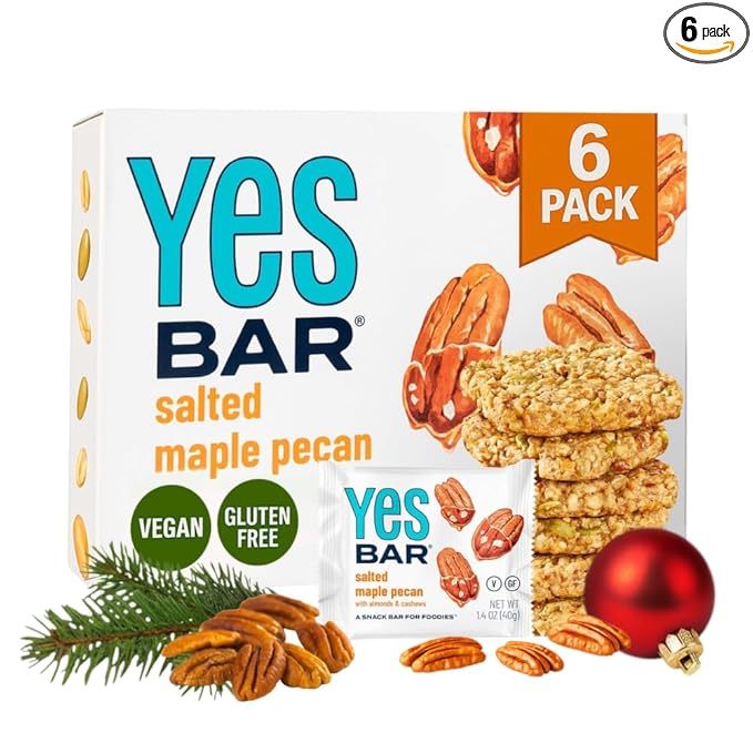 YES Bar – Salted Maple Pecan – Plant Based Protein, Decadent Snack Bar – Vegan, Paleo, Gluten Free, Dairy Free, Low Sugar, Healthy Snack, Breakfast, Low Carb, Keto Friendly (6 Count)