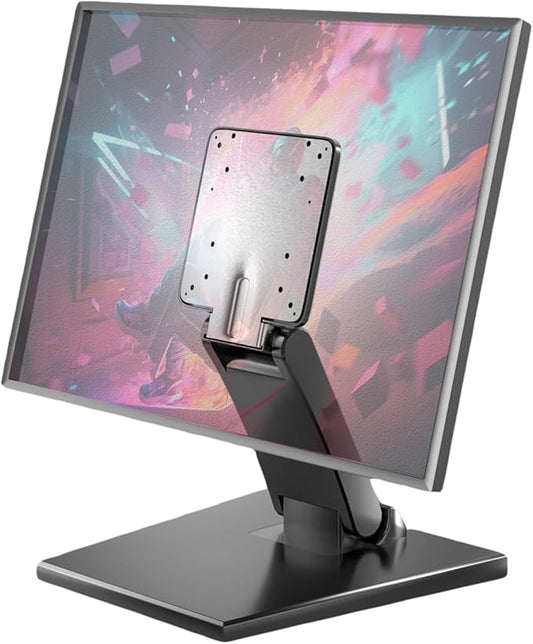 Foldable Low Profile Monitor Stand - VESA 100x100 Desk Mount Adjustable Short TV Stand for Desk Easy Assembly