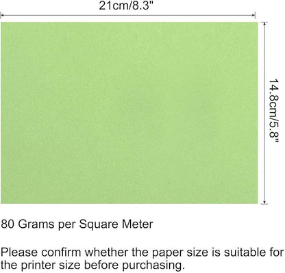 MECCANIXITY 50 Sheets Colored Copy Paper 8.3 x 5.8 Inch Printer Paper 80gsm Light Green for Office Printing, Document Copying, Invitations, Forms, Art Projects