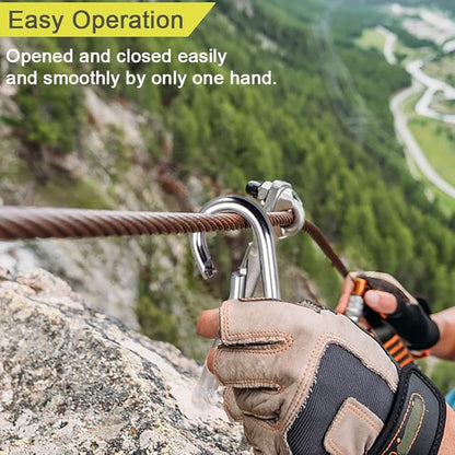 5PCS 3.15in Large Carabiner Clip, Stainless Steel Carabiner Heavy Duty, Spring Snap Hook, Locking Climbing Caribiners Clips for Gym, Plant Hanging, Outdoor Camping, Hiking. 600 lbs