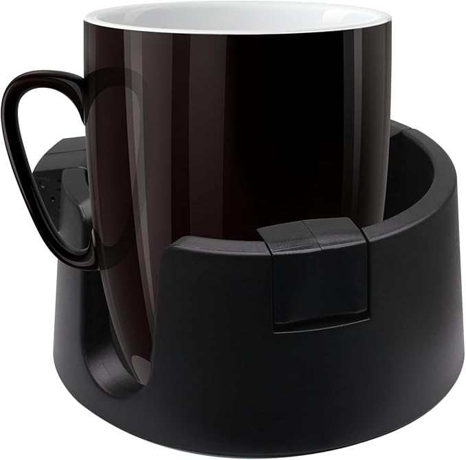 Anti Spill Cup Holder - Adjustable Plastic Drink Holder - Adhesive Desk Cup Holder for Home Office Couch Table - Black