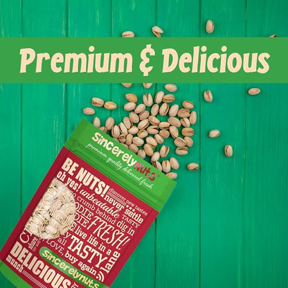 Sincerely Nuts Large Pistachios Roasted Salted in Shell 2LB Bag Healthy Snack Food Great for Cooking Source of Fiber, Protein, Vitamins Minerals Gourmet Flavor Kosher Gluten Free