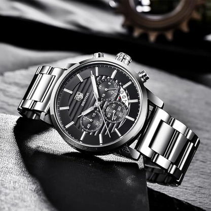 BENYAR Quartz Chronograph Waterproof Watches Business and Sport Design Leather Band Strap Wrist Watch for Men