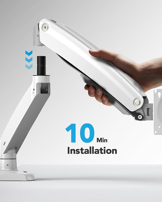 HUANUO Single Monitor Arm for 49 inch Screens, Ultrawide Computer Monitor Mount Holds 26.48 lbs, Upgraded Adjustable Stand with USB, C-Clamp & Grommet Base, VESA 75x75 or 100x100mm