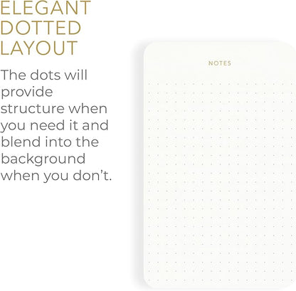 Elegant Desk Notepads for Professionals, Executive's Memo Pads, Minimalist, Gold Foiled, Dotted Layout, 5 Pack, 375 Sheets Total (75 Each), 6.3" x 3.9”, 80 GSM, Eco-friendly, FSC™ Certified