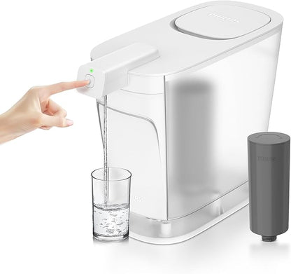 PHILIPS Water Filter Pitcher, Rechargeable Water Dispenser, Water Purifier Filter for Fridge, 1 Filter for 6 Months/180gal, Reduces 57 impurities Including PFOA NSF/ANSI 42&53&372&401, 20 Cup