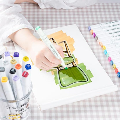 TRANSON Alcohol Markers for Drawing Coloring 24 Colors Dual-tip Brush and Chisel Tips