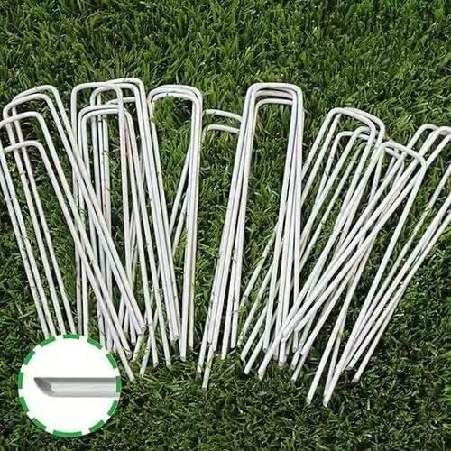 8 inch 20 Pack Silver Galvanized Landscape Staples 11 Gauge Garden Stakes Pins Anti-Rust Ground Stakes U-Shaped Tent Stakes are Used for Weed Barrier, Irrigation Tubing, Yard Lawn, Landscape Fabric