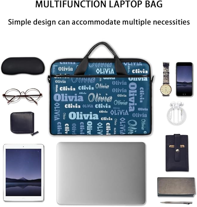 Custom-Laptop-Bag 15 Inch with Name Photo Personalized-Computer-Shoulder-Case Briefcases for Women Men Business