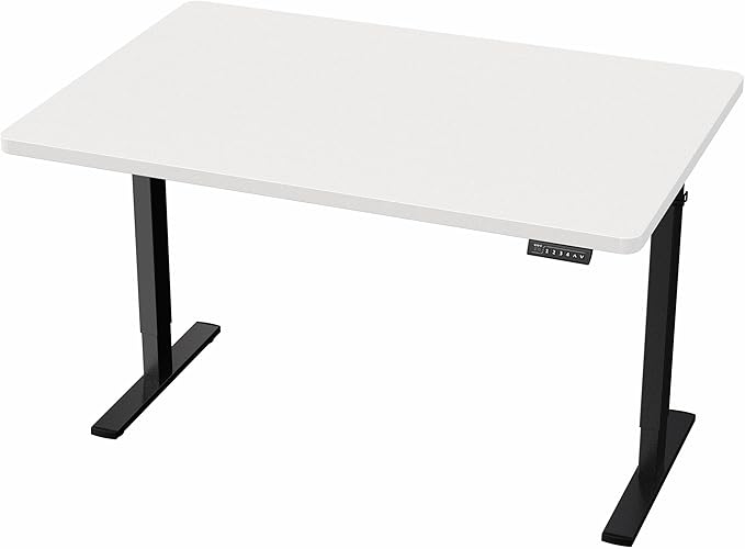 VIVO Electric 48 x 30 in Standing Desk, Memory Height Adjustment, 1B Series, One-Piece White Top, Black Frame, DESK-KIT-1B5W