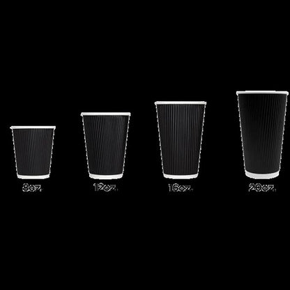 Karat C-KRC520B 20 oz Ripple Paper Hot Cups - Black (Case of 500)
