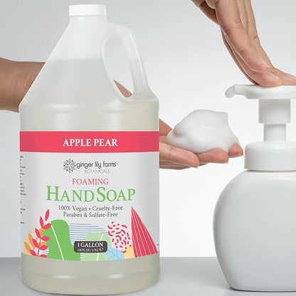 Ginger Lily Farms Botanicals All-Purpose Foaming Hand Soap Refill, 100% Vegan & Cruelty-Free, Apple Pear Scent, 1 Gallon (128 Fl.Oz)
