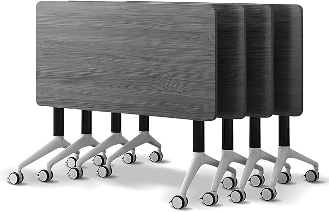 Conference Room Table with Flip-Top Design for Dynamic Meetings, Business Table Computer Desk with Heavy-Duty Frame,Foldable Seminar Meeting Tables for Home Office (4, B, 61IN)